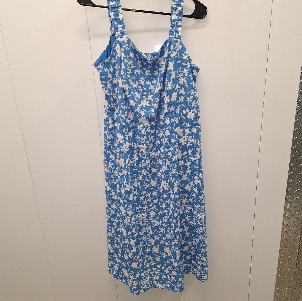 Sandra Darren Blue White Sun Dress Size 1X